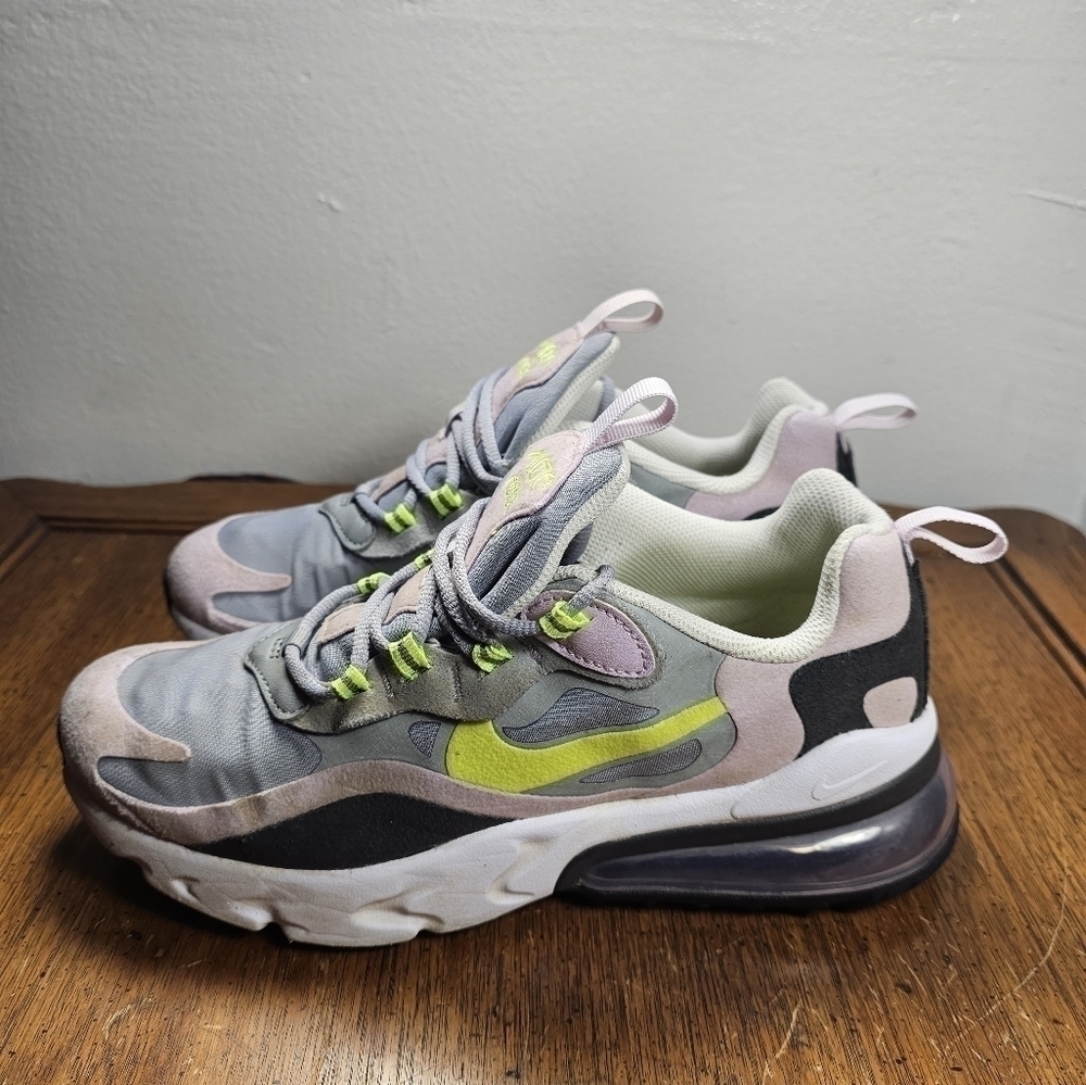 Nike Girls Air Max 270 React GS Particle Grey BQ0102l3-010 Shoes Size 5.5Y